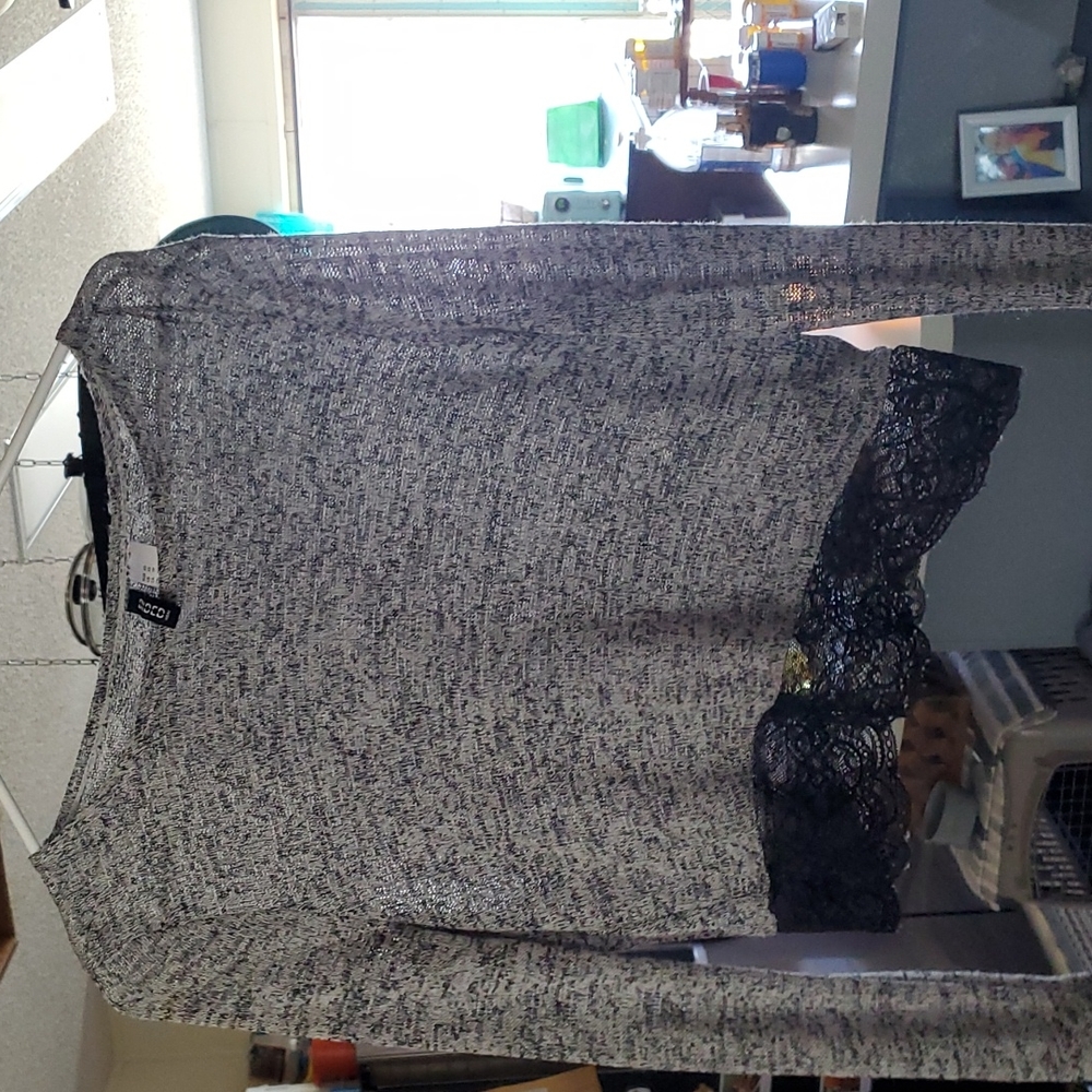 Long sleeve see through material half shirt